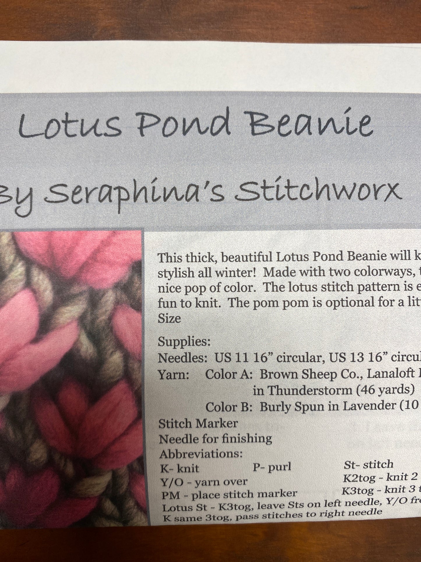 Lotus Pond Beanie Pattern