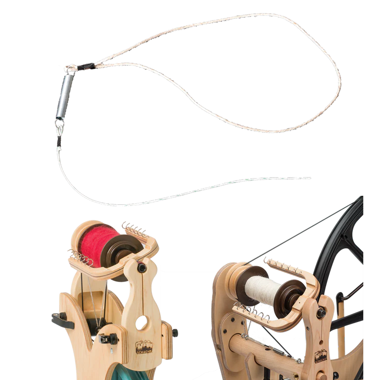 Scotch Tension Spring-and-String for Spinning Wheels
