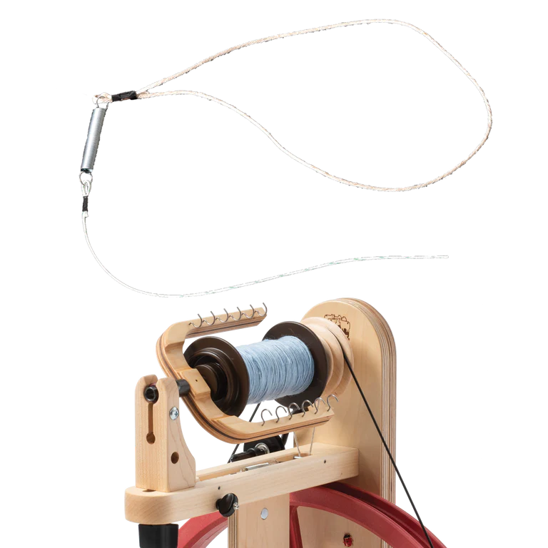 Scotch Tension Spring-and-String for Spinning Wheels