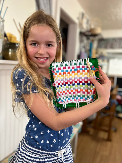 KIDS CAN WEAVE on a Potholder Loom!